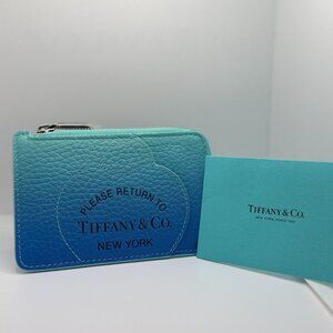 NWT Tiffany & Co. “Please Return To” Zip Card Case – Blue Gradient